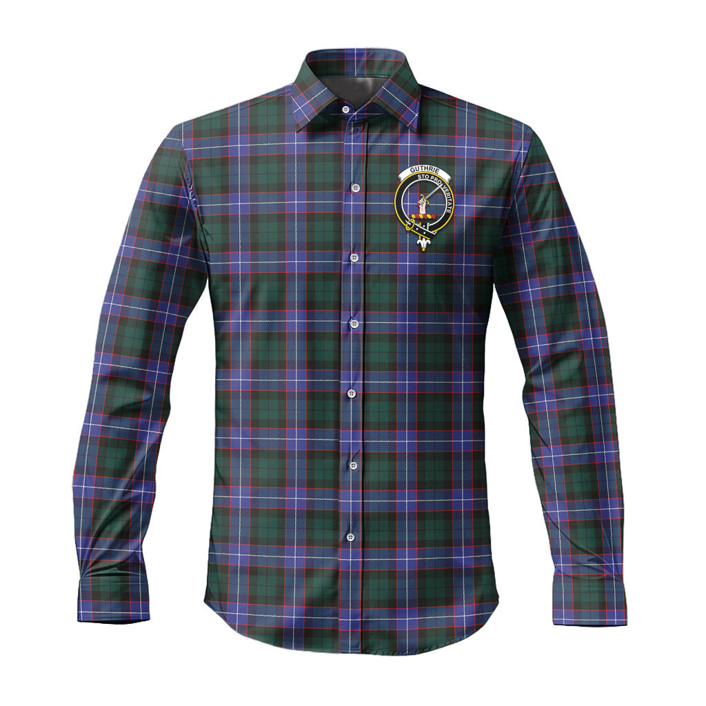 ScotsTee Shop Scottish Guthrie Modern Clan Crest Tartan Long Sleeve Shirt, Cotton Tartan Plaid Shirt