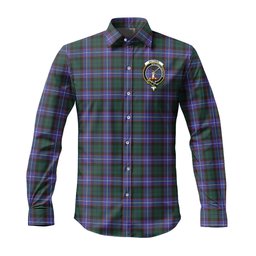 ScotsTee Shop Scottish Guthrie Modern Clan Crest Tartan Long Sleeve Shirt, Cotton Tartan Plaid Shirt