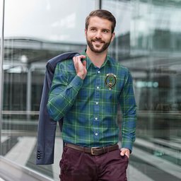 ScotsTee Shop Scottish Hamilton Hunting Ancient Clan Crest Tartan Long Sleeve Shirt, Cotton Tartan Plaid Shirt