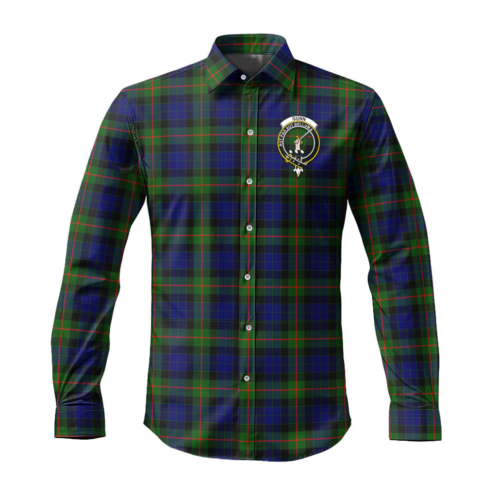 ScotsTee Shop Scottish Gunn Modern Clan Crest Tartan Long Sleeve Shirt, Cotton Tartan Plaid Shirt