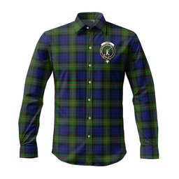 ScotsTee Shop Scottish Gunn Modern Clan Crest Tartan Long Sleeve Shirt, Cotton Tartan Plaid Shirt
