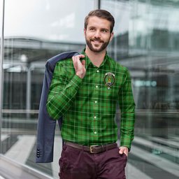 ScotsTee Shop Scottish Galloway Clan Crest Tartan Long Sleeve Shirt, Cotton Tartan Plaid Shirt