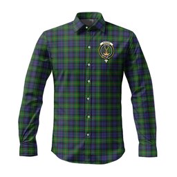 ScotsTee Shop Scottish Gordon Clan Crest Tartan Long Sleeve Shirt, Cotton Tartan Plaid Shirt