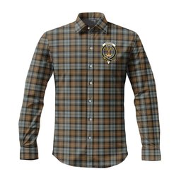 ScotsTee Shop Scottish Gordon Weathered Clan Crest Tartan Long Sleeve Shirt, Cotton Tartan Plaid Shirt