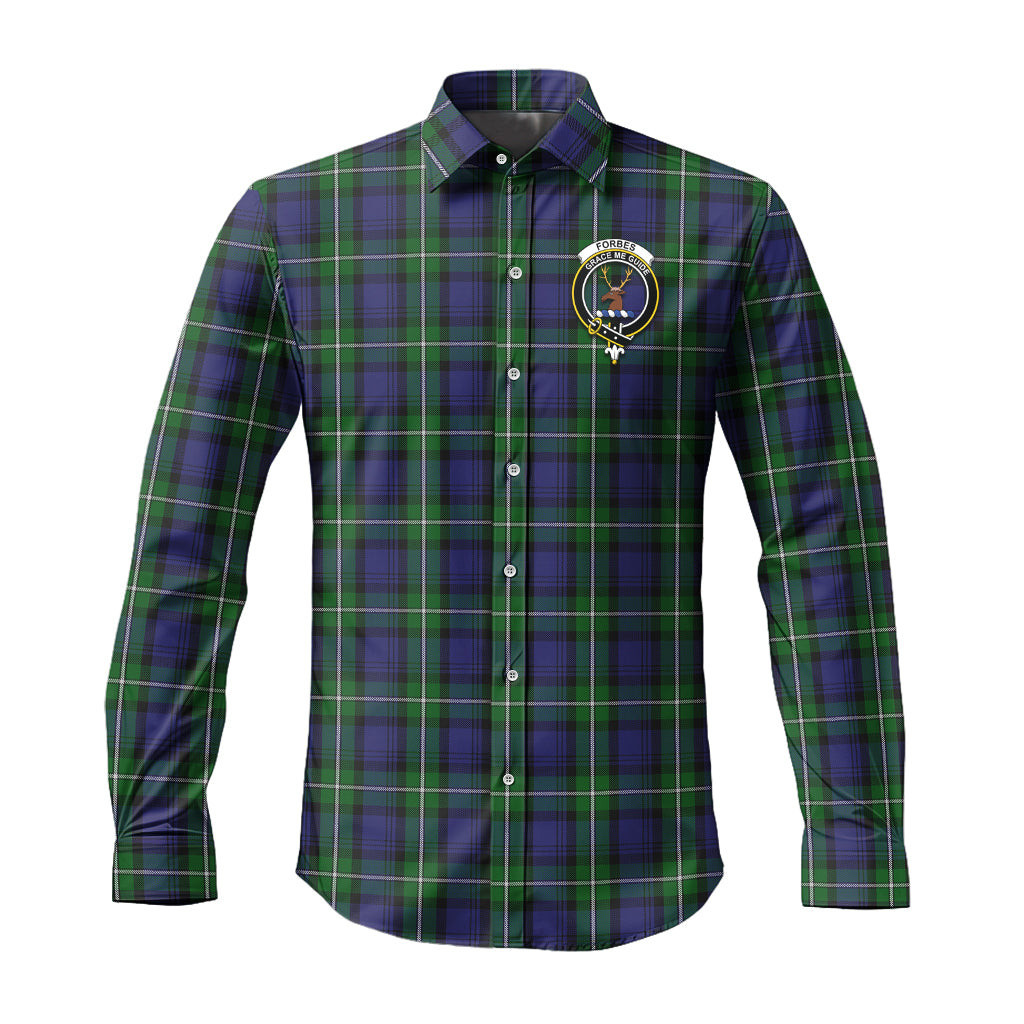 ScotsTee Shop Scottish Forbes Clan Crest Tartan Long Sleeve Shirt, Cotton Tartan Plaid Shirt