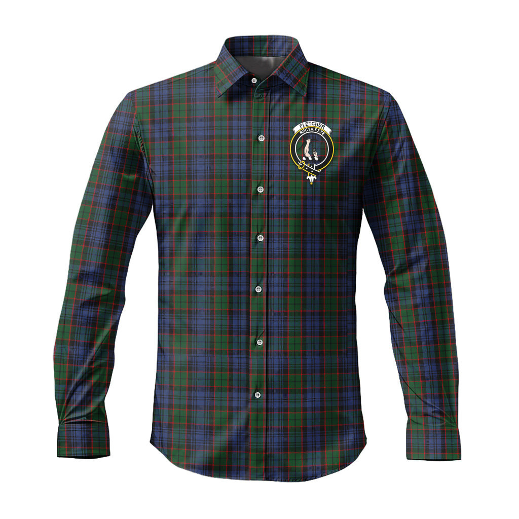 ScotsTee Shop Scottish Fletcher Clan Crest Tartan Long Sleeve Shirt, Cotton Tartan Plaid Shirt