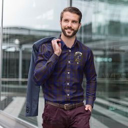 ScotsTee Shop Scottish Elliot Clan Crest Tartan Long Sleeve Shirt, Cotton Tartan Plaid Shirt