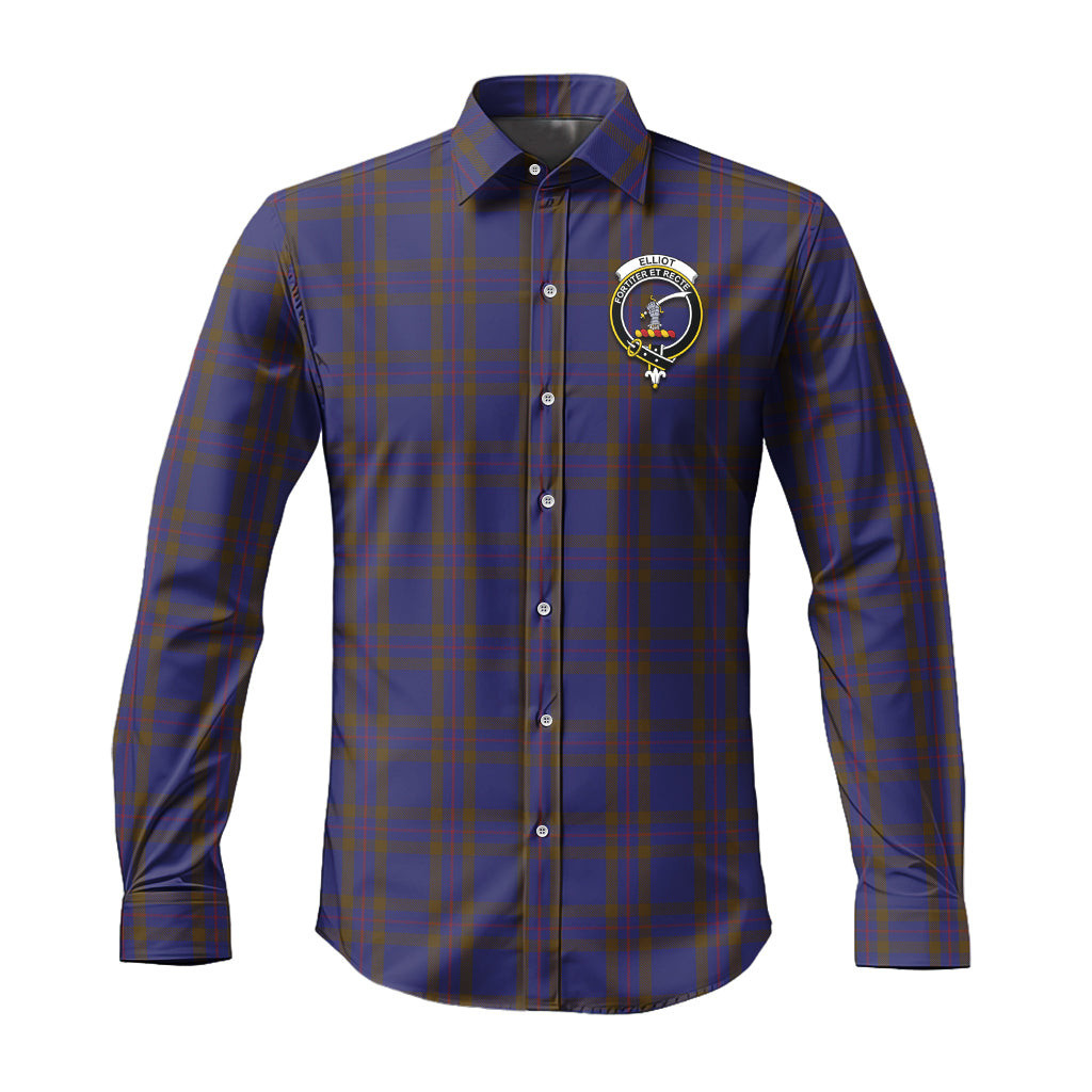 ScotsTee Shop Scottish Elliot Clan Crest Tartan Long Sleeve Shirt, Cotton Tartan Plaid Shirt