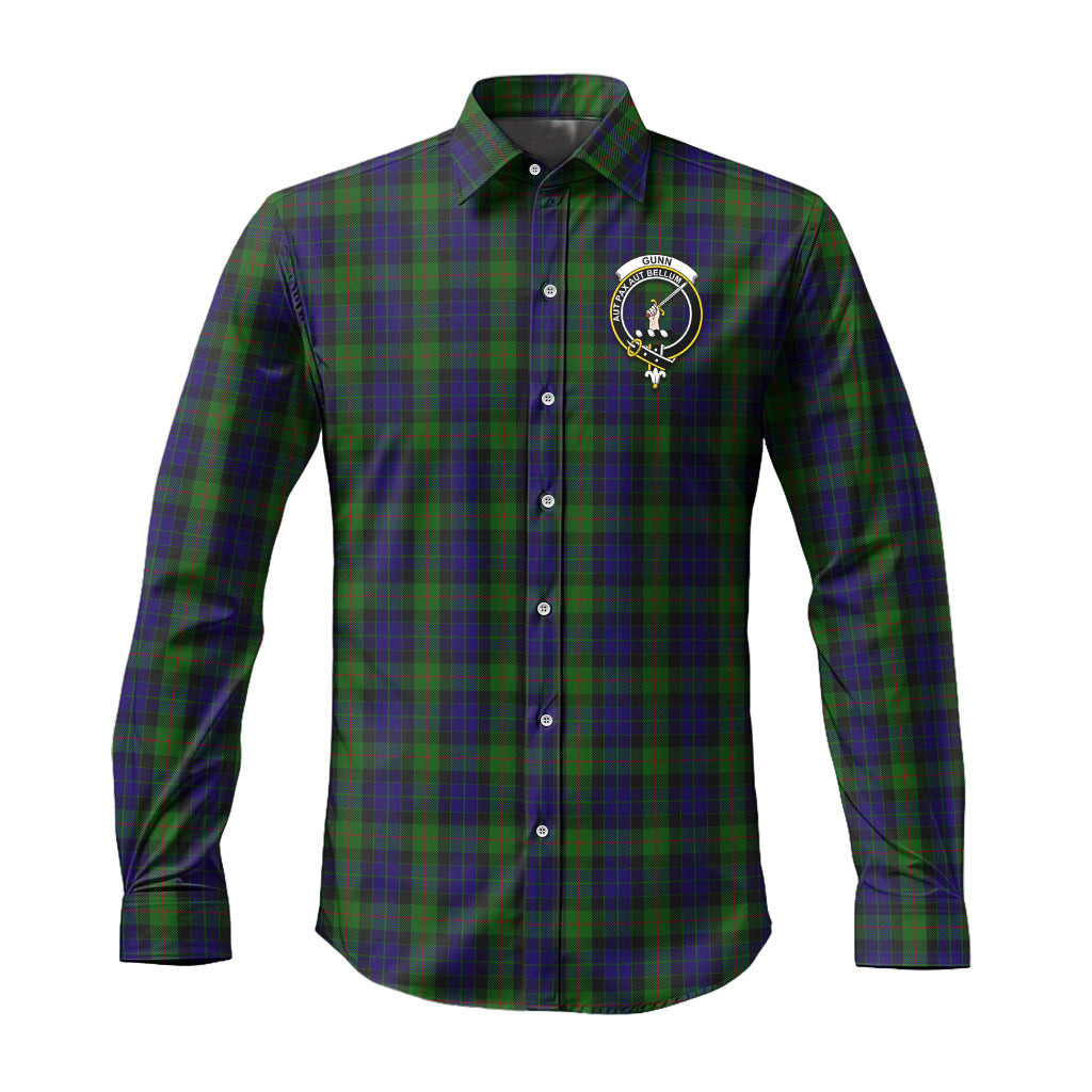 ScotsTee Shop Scottish Gunn Clan Crest Tartan Long Sleeve Shirt, Cotton Tartan Plaid Shirt
