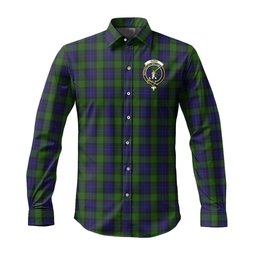 ScotsTee Shop Scottish Gunn Clan Crest Tartan Long Sleeve Shirt, Cotton Tartan Plaid Shirt
