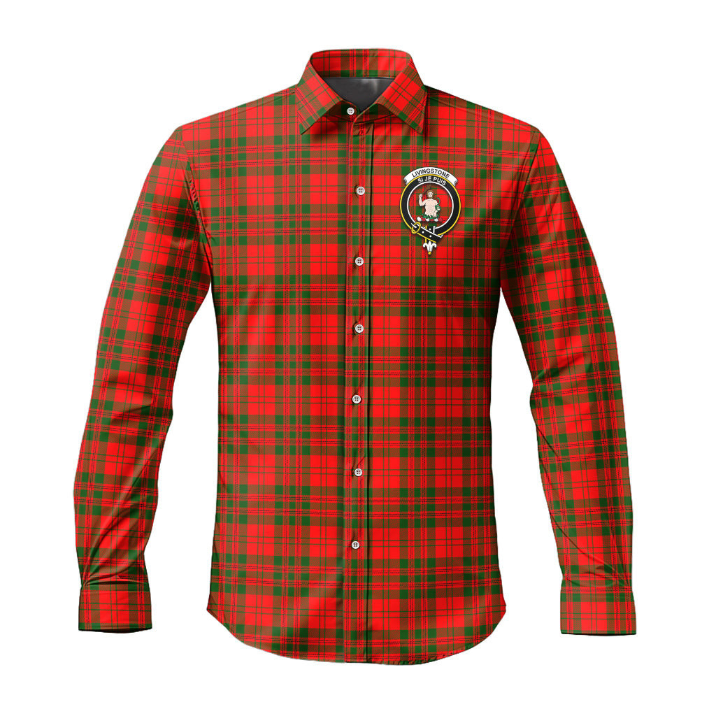 ScotsTee Shop Scottish Livingstone Modern Clan Crest Tartan Long Sleeve Shirt, Cotton Tartan Plaid Shirt