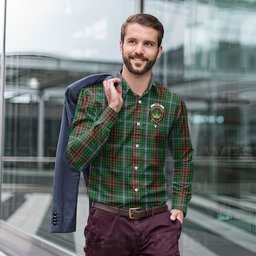 ScotsTee Shop Scottish Gayre Clan Crest Tartan Long Sleeve Shirt, Cotton Tartan Plaid Shirt