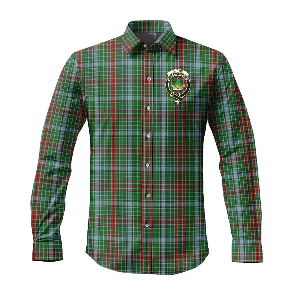 ScotsTee Shop Scottish Gayre Clan Crest Tartan Long Sleeve Shirt, Cotton Tartan Plaid Shirt