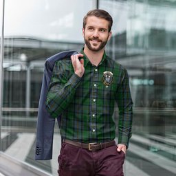 ScotsTee Shop Scottish Hope Vere Clan Crest Tartan Long Sleeve Shirt, Cotton Tartan Plaid Shirt