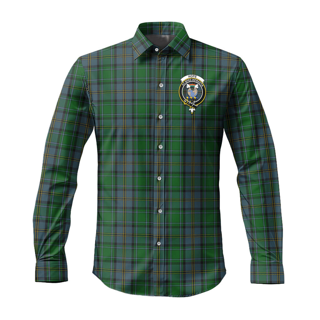 ScotsTee Shop Scottish Hope Vere Clan Crest Tartan Long Sleeve Shirt, Cotton Tartan Plaid Shirt