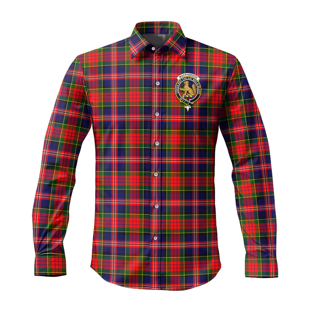 ScotsTee Shop Scottish MacPherson Modern Clan Crest Tartan Long Sleeve Shirt, Cotton Tartan Plaid Shirt