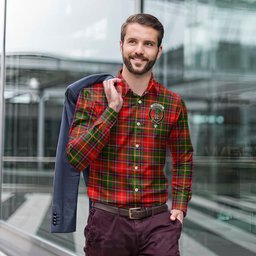 ScotsTee Shop Scottish Somerville Modern Clan Crest Tartan Long Sleeve Shirt, Cotton Tartan Plaid Shirt