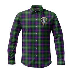 ScotsTee Shop Scottish Malcolm Clan Crest Tartan Long Sleeve Shirt, Cotton Tartan Plaid Shirt