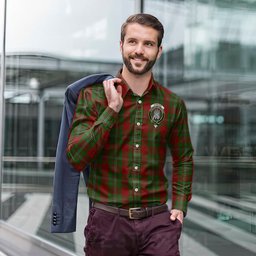 ScotsTee Shop Scottish Strange Clan Crest Tartan Long Sleeve Shirt, Cotton Tartan Plaid Shirt