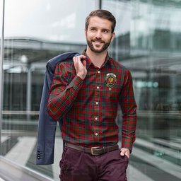 ScotsTee Shop Scottish Sinclair Clan Crest Tartan Long Sleeve Shirt, Cotton Tartan Plaid Shirt