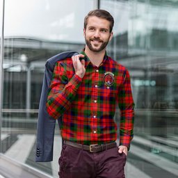 ScotsTee Shop Scottish MacNaughton Modern Clan Crest Tartan Long Sleeve Shirt, Cotton Tartan Plaid Shirt