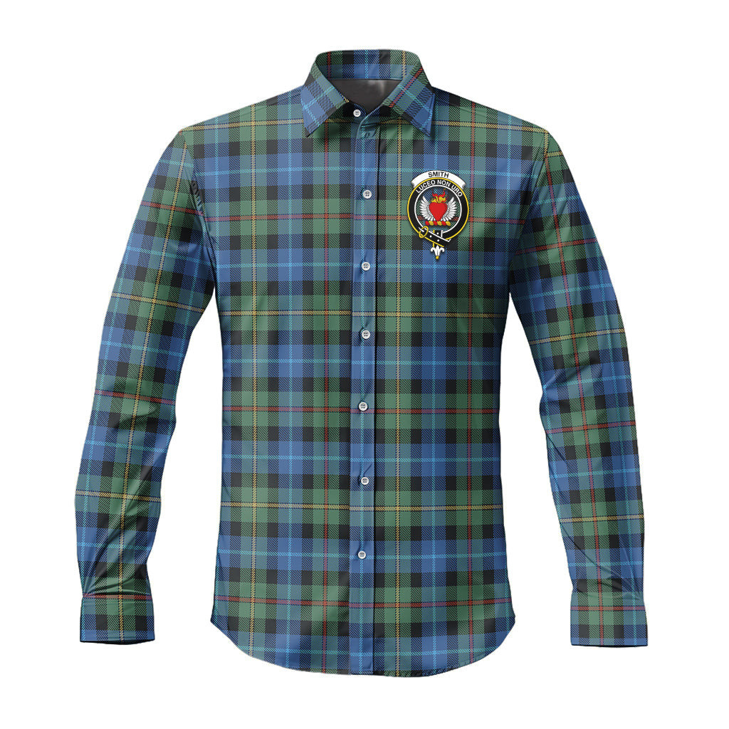 ScotsTee Shop Scottish Smith Ancient Clan Crest Tartan Long Sleeve Shirt, Cotton Tartan Plaid Shirt