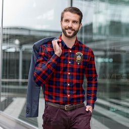 ScotsTee Shop Scottish MacLachlan Modern Clan Crest Tartan Long Sleeve Shirt, Cotton Tartan Plaid Shirt