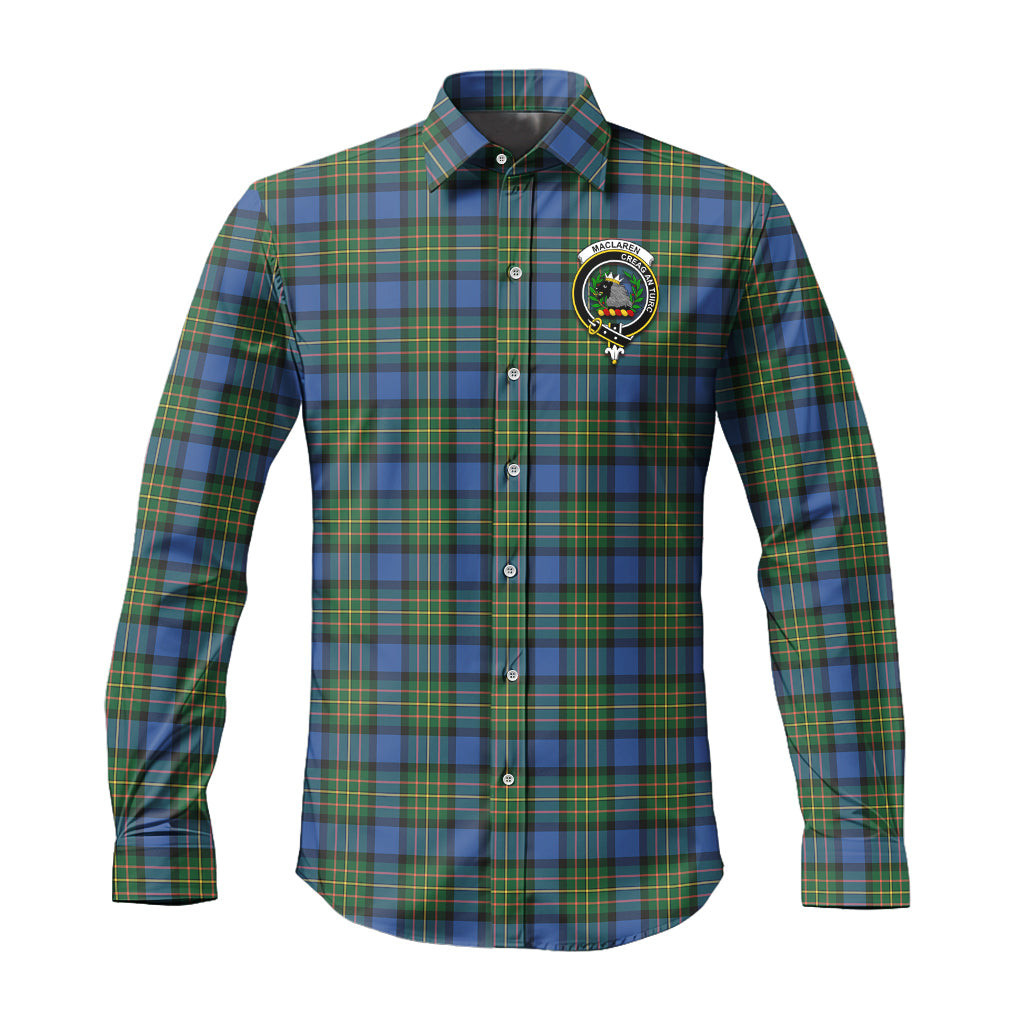 ScotsTee Shop Scottish MacLaren Ancient Clan Crest Tartan Long Sleeve Shirt, Cotton Tartan Plaid Shirt