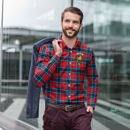ScotsTee Shop Scottish MacTavish Modern Clan Crest Tartan Long Sleeve Shirt, Cotton Tartan Plaid Shirt