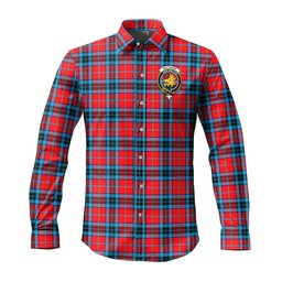 ScotsTee Shop Scottish MacTavish Modern Clan Crest Tartan Long Sleeve Shirt, Cotton Tartan Plaid Shirt
