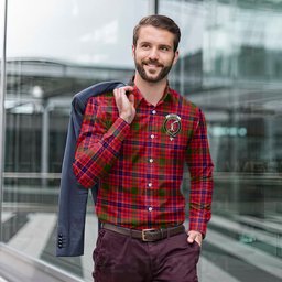 ScotsTee Shop Scottish MacRae Modern Clan Crest Tartan Long Sleeve Shirt, Cotton Tartan Plaid Shirt