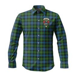 ScotsTee Shop Scottish MacLeod of Skye Clan Crest Tartan Long Sleeve Shirt, Cotton Tartan Plaid Shirt