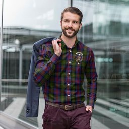 ScotsTee Shop Scottish MacLennan Clan Crest Tartan Long Sleeve Shirt, Cotton Tartan Plaid Shirt