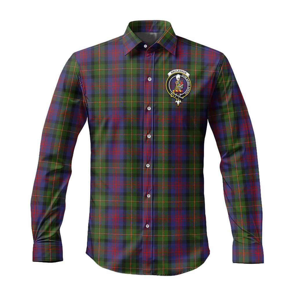 ScotsTee Shop Scottish MacLennan Clan Crest Tartan Long Sleeve Shirt, Cotton Tartan Plaid Shirt