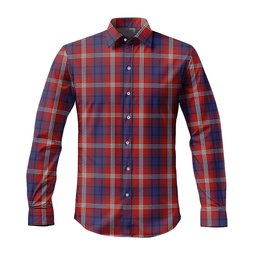 ScotsTee Shop Scottish Ainslie Clan Tartan Long Sleeve Shirt, Cotton Tartan Plaid Shirt