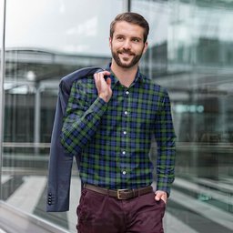 ScotsTee Shop Scottish Campbell Argyll Ancient Clan Tartan Long Sleeve Shirt, Cotton Tartan Plaid Shirt