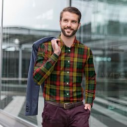 ScotsTee Shop Scottish Buchanan Clan Tartan Long Sleeve Shirt, Cotton Tartan Plaid Shirt