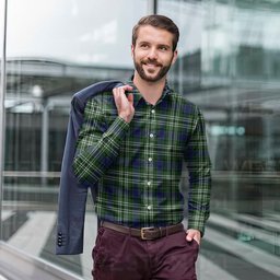 ScotsTee Shop Scottish Blyth Clan Tartan Long Sleeve Shirt, Cotton Tartan Plaid Shirt
