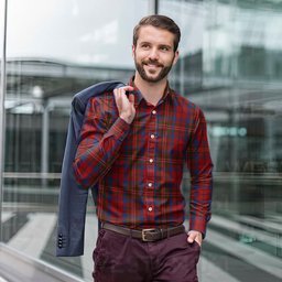 ScotsTee Shop Scottish Cameron of Locheil Clan Tartan Long Sleeve Shirt, Cotton Tartan Plaid Shirt