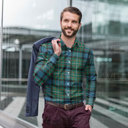ScotsTee Shop Scottish Ferguson Ancient Clan Tartan Long Sleeve Shirt, Cotton Tartan Plaid Shirt