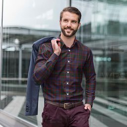 ScotsTee Shop Scottish Cumming Clan Tartan Long Sleeve Shirt, Cotton Tartan Plaid Shirt