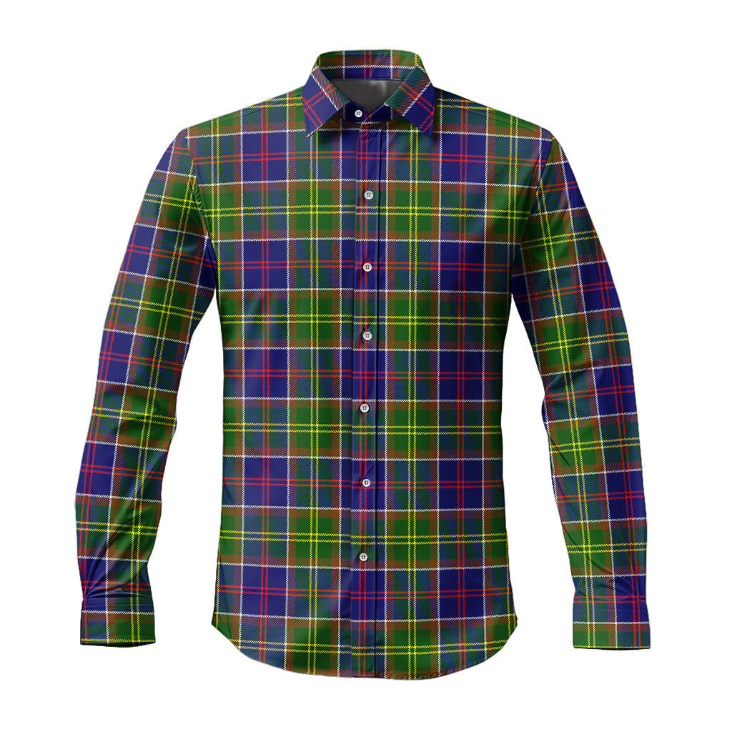 ScotsTee Shop Scottish Dalrymple Clan Tartan Long Sleeve Shirt, Cotton Tartan Plaid Shirt