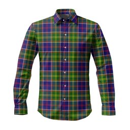 ScotsTee Shop Scottish Dalrymple Clan Tartan Long Sleeve Shirt, Cotton Tartan Plaid Shirt