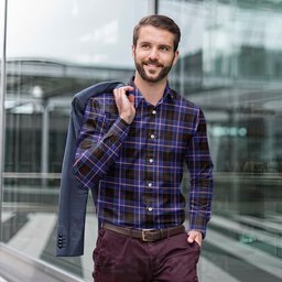 ScotsTee Shop Scottish Dunlop Modern Clan Tartan Long Sleeve Shirt, Cotton Tartan Plaid Shirt