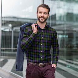 ScotsTee Shop Scottish Fleming Clan Tartan Long Sleeve Shirt, Cotton Tartan Plaid Shirt