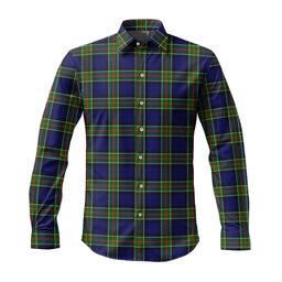 ScotsTee Shop Scottish Colquhoun Modern Clan Tartan Long Sleeve Shirt, Cotton Tartan Plaid Shirt