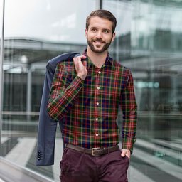 ScotsTee Shop Scottish Christie Clan Tartan Long Sleeve Shirt, Cotton Tartan Plaid Shirt