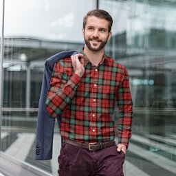 ScotsTee Shop Scottish Kerr Ancient Clan Tartan Long Sleeve Shirt, Cotton Tartan Plaid Shirt
