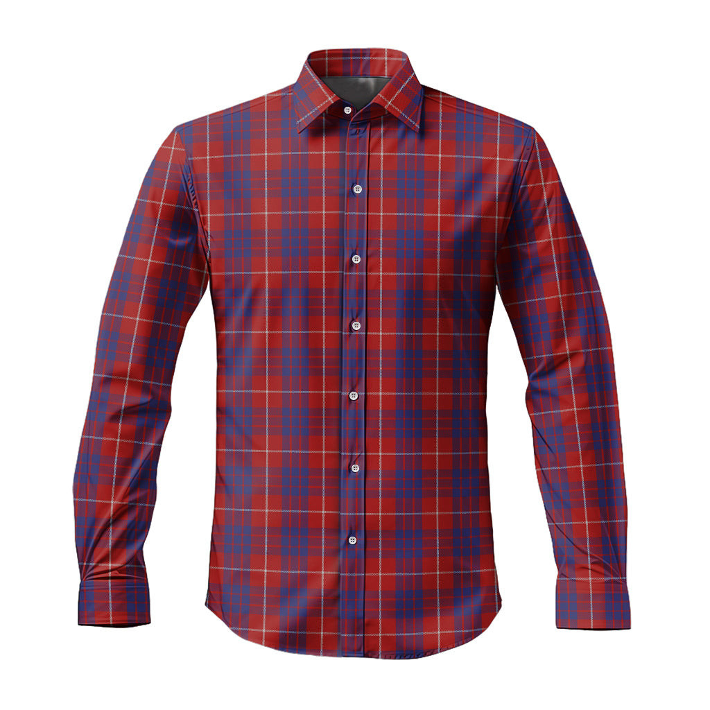 ScotsTee Shop Scottish Hamilton Clan Tartan Long Sleeve Shirt, Cotton Tartan Plaid Shirt
