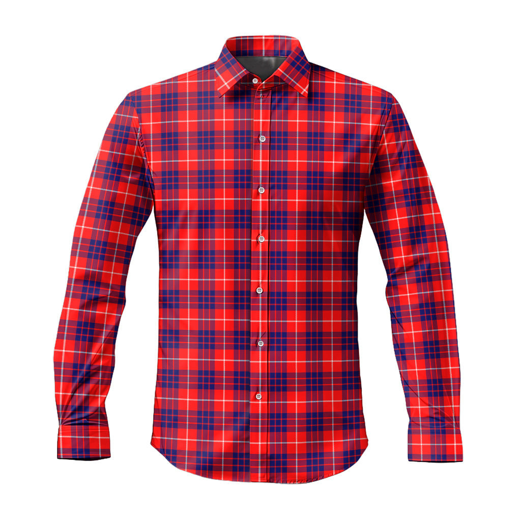 ScotsTee Shop Scottish Hamilton Modern Clan Tartan Long Sleeve Shirt, Cotton Tartan Plaid Shirt